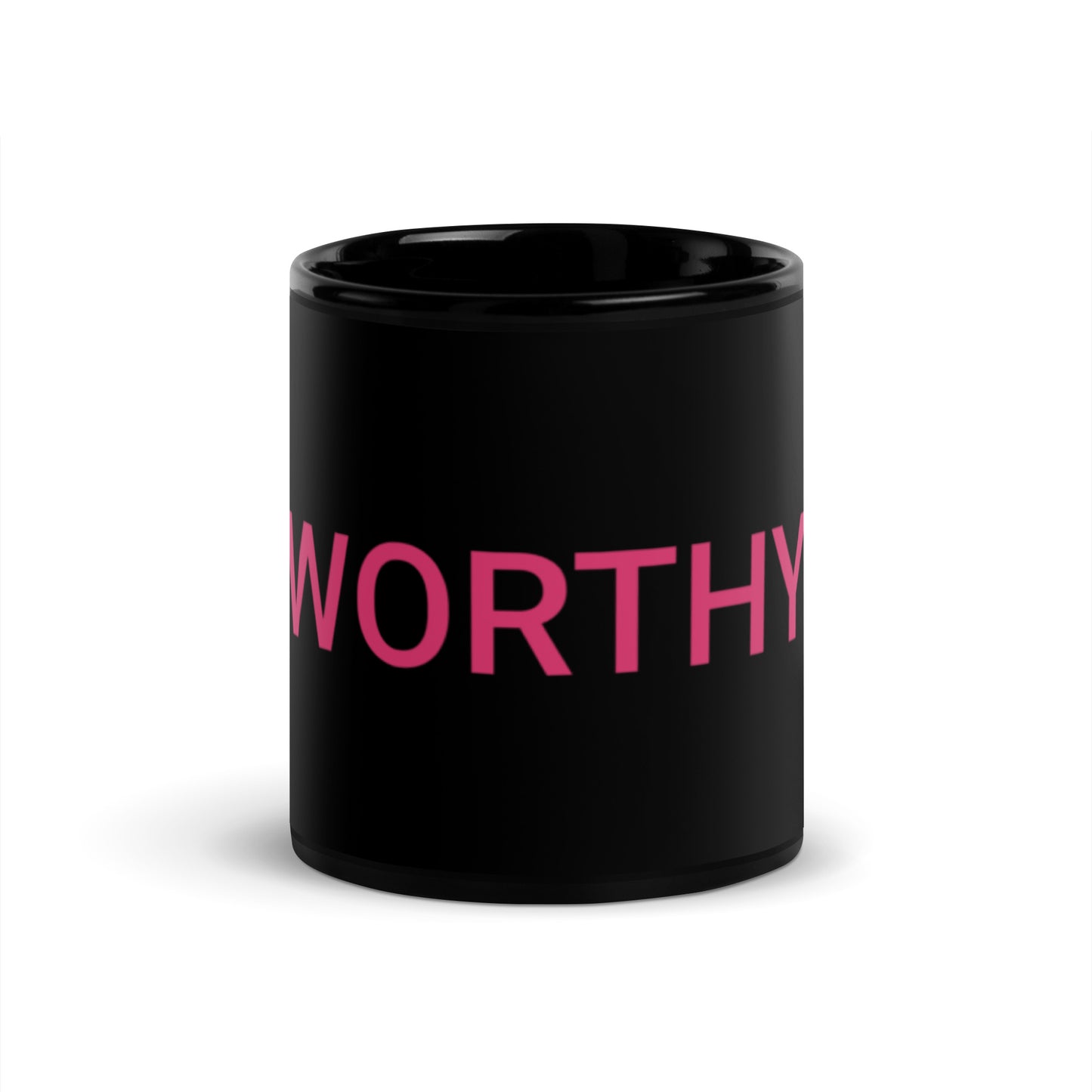 WORTHY Black Glossy Mug