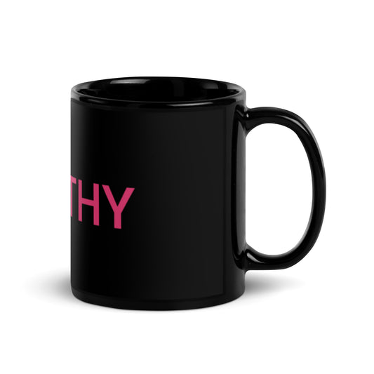 WORTHY Black Glossy Mug